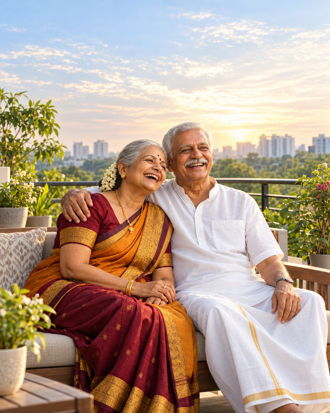 Couples Balcony Laughter In the Morning